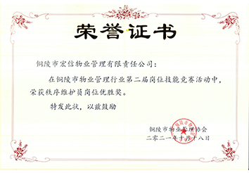 2024年銅陵市物業(yè)管理行業(yè)崗位技能競賽秩序維護崗位優(yōu)勝獎